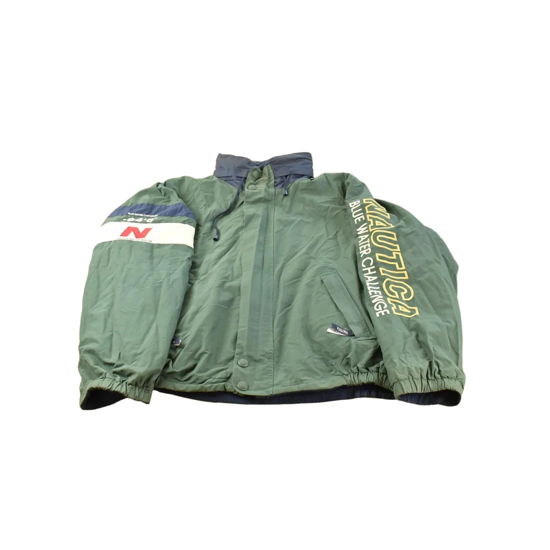 Vintage 1990s Nautica Cold Water Challenge Reversible Fleece Jacket Men's 2XL / Embroidered Logo / Athletic Winter Sailing / Streetwear from propervintagecanada