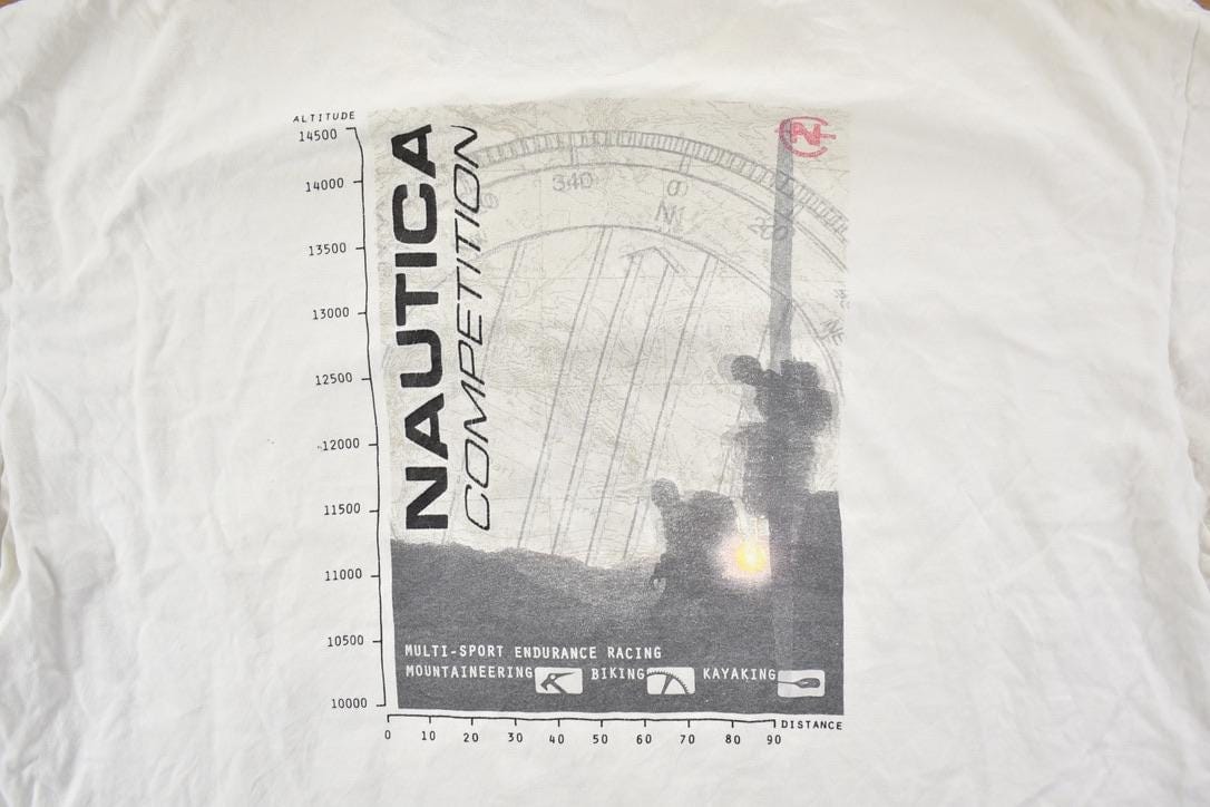 Vintage 1990s Nautica Competition Graphic T-Shirt Men's 2XL from propervintagecanada