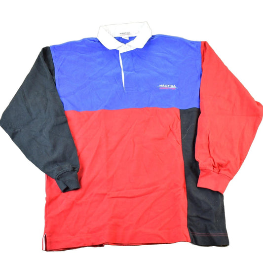 Vintage 1990s Nautica Competition Quarter Button Up Sailing Polo Long Sleeve Shirt Men's XL from propervintagecanada