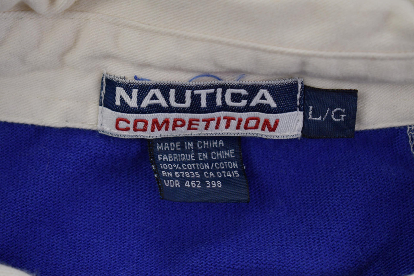 Vintage 1990s Nautica Competition Striped Rugby Shirt Crewneck Sweatshirt Men's Large from propervintagecanada