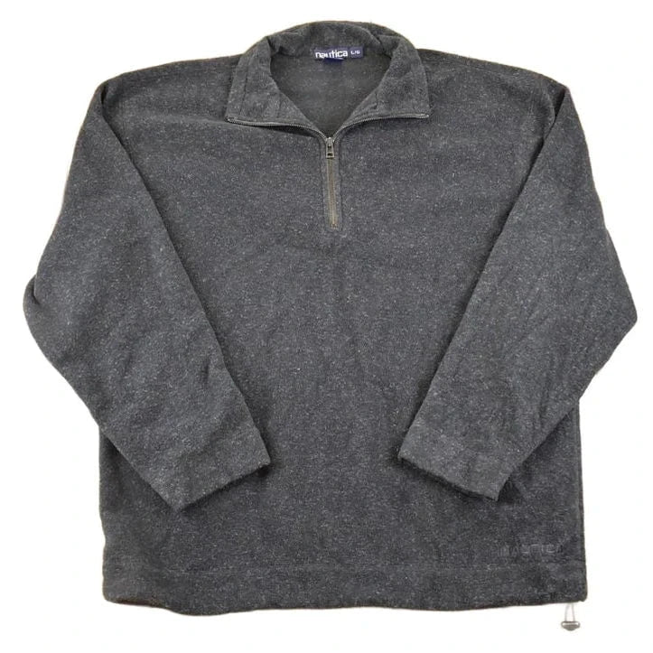 Vintage 1990s Nautica Fleece Quarter Zip Sweater Men's L / Geometric Abstract Pattern / 90s Pullover Sweatshirt / Gorpcore Hiking from propervintagecanada