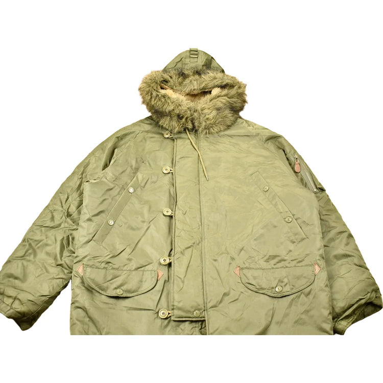 Vintage 1990s Nautica Jeans Co Fur Hood Winter Parka Jacket from propervintagecanada