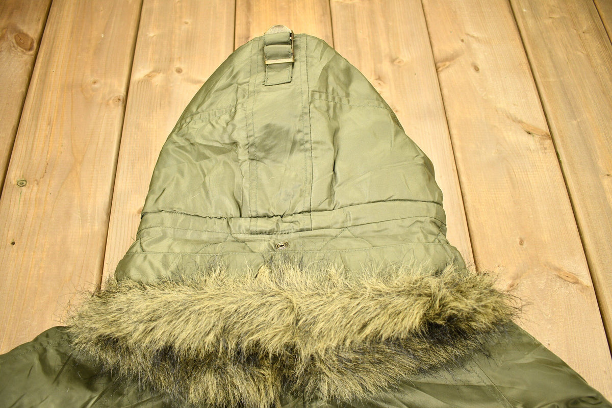 Vintage 1990s Nautica Jeans Co Fur Hood Winter Parka Jacket from propervintagecanada