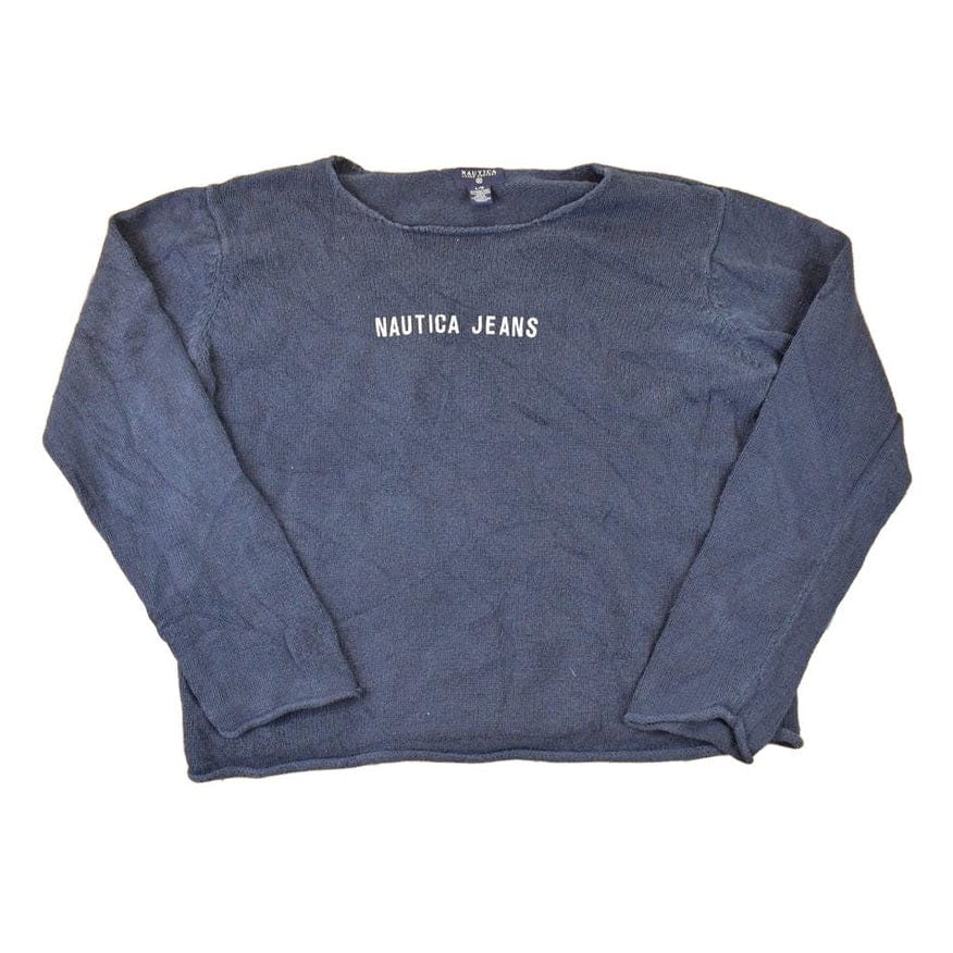 Vintage 1990s Nautica Jeans Company Screen Print Knit Crewneck Sweater Women's L from propervintagecanada