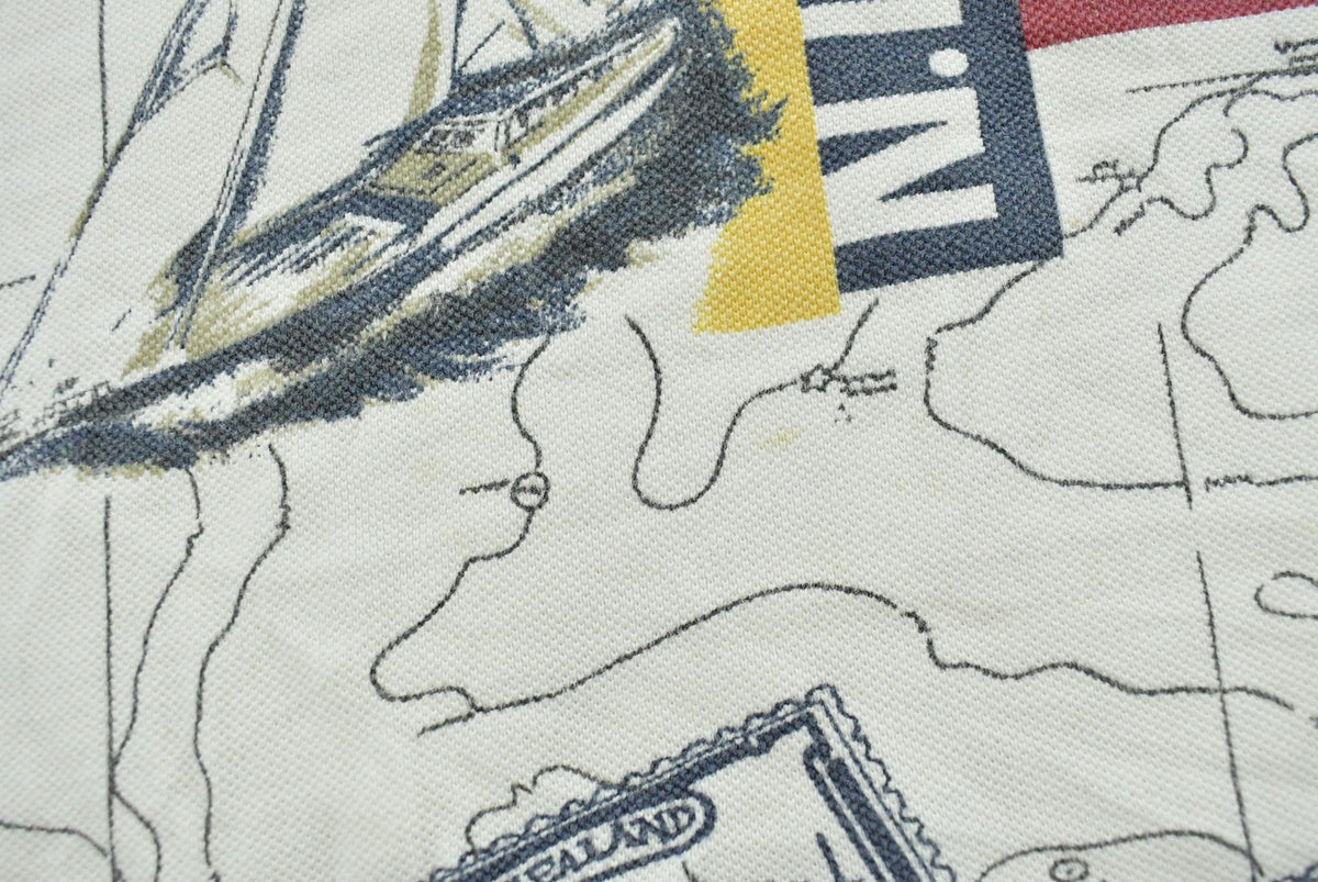 Vintage 1990s Nautica Map Print Polo Shirt Men's M from propervintagecanada