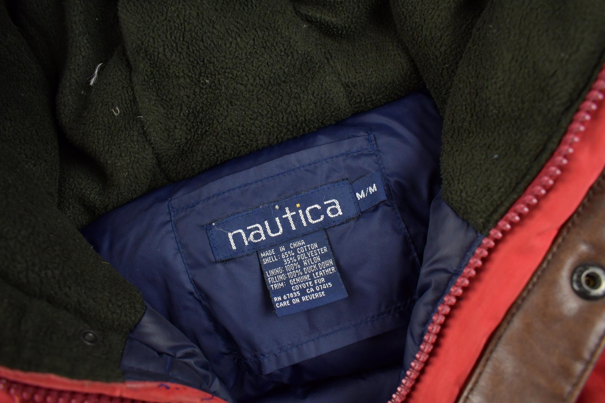 Vintage 1990s Nautica Puffer Jacket With Leather Trim Men's M from propervintagecanada