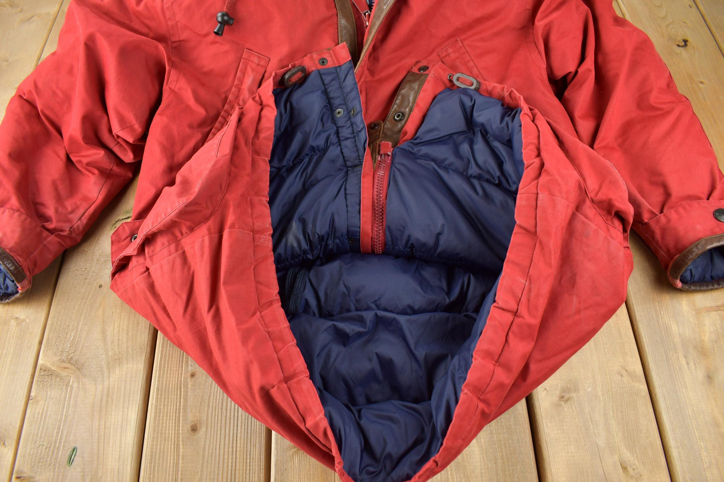 Vintage 1990s Nautica Puffer Jacket With Leather Trim Men's M from propervintagecanada