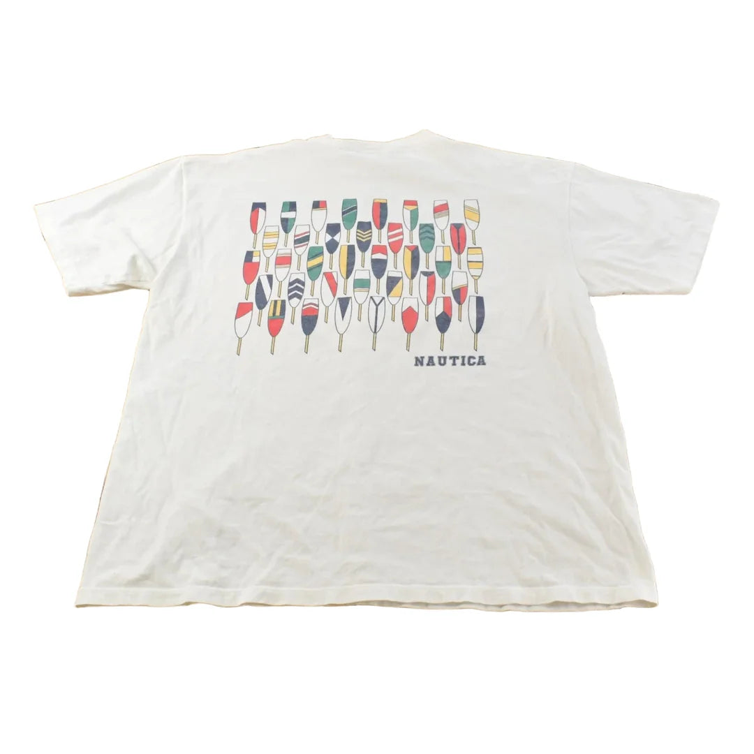 Vintage 1990s Nautica Rowing Oars Graphic T Shirt Men's L from propervintagecanada