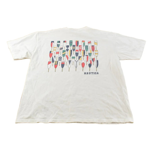 Vintage 1990s Nautica Rowing Oars Graphic T Shirt Men's L from propervintagecanada