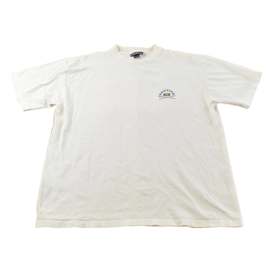 Vintage 1990s Nautica Rowing Oars Graphic T Shirt Men's L from propervintagecanada