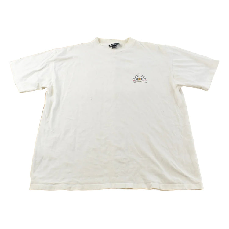 Vintage 1990s Nautica Rowing Oars Graphic T Shirt Men's L from propervintagecanada