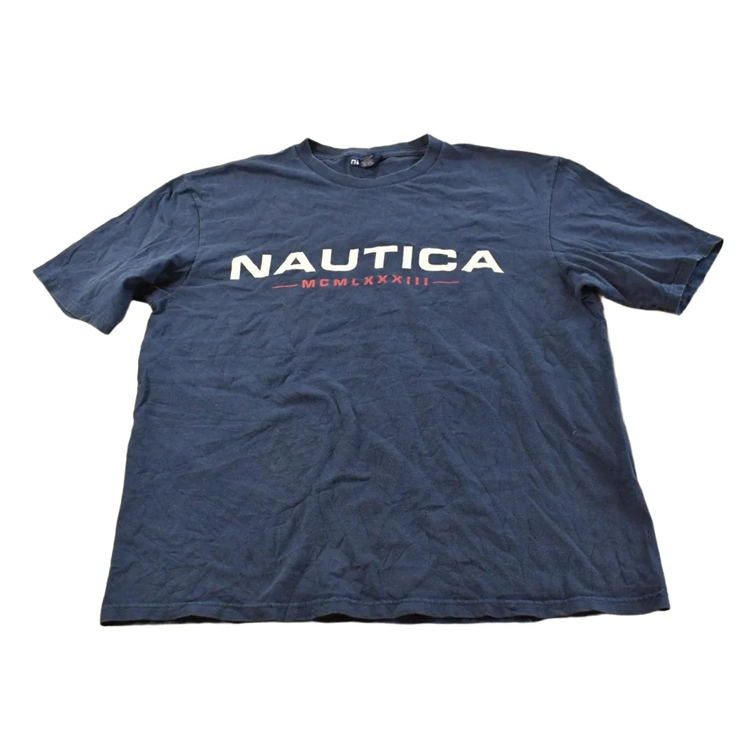 Vintage 1990s Nautica Spellout Graphic T Shirt Men's XL from propervintagecanada