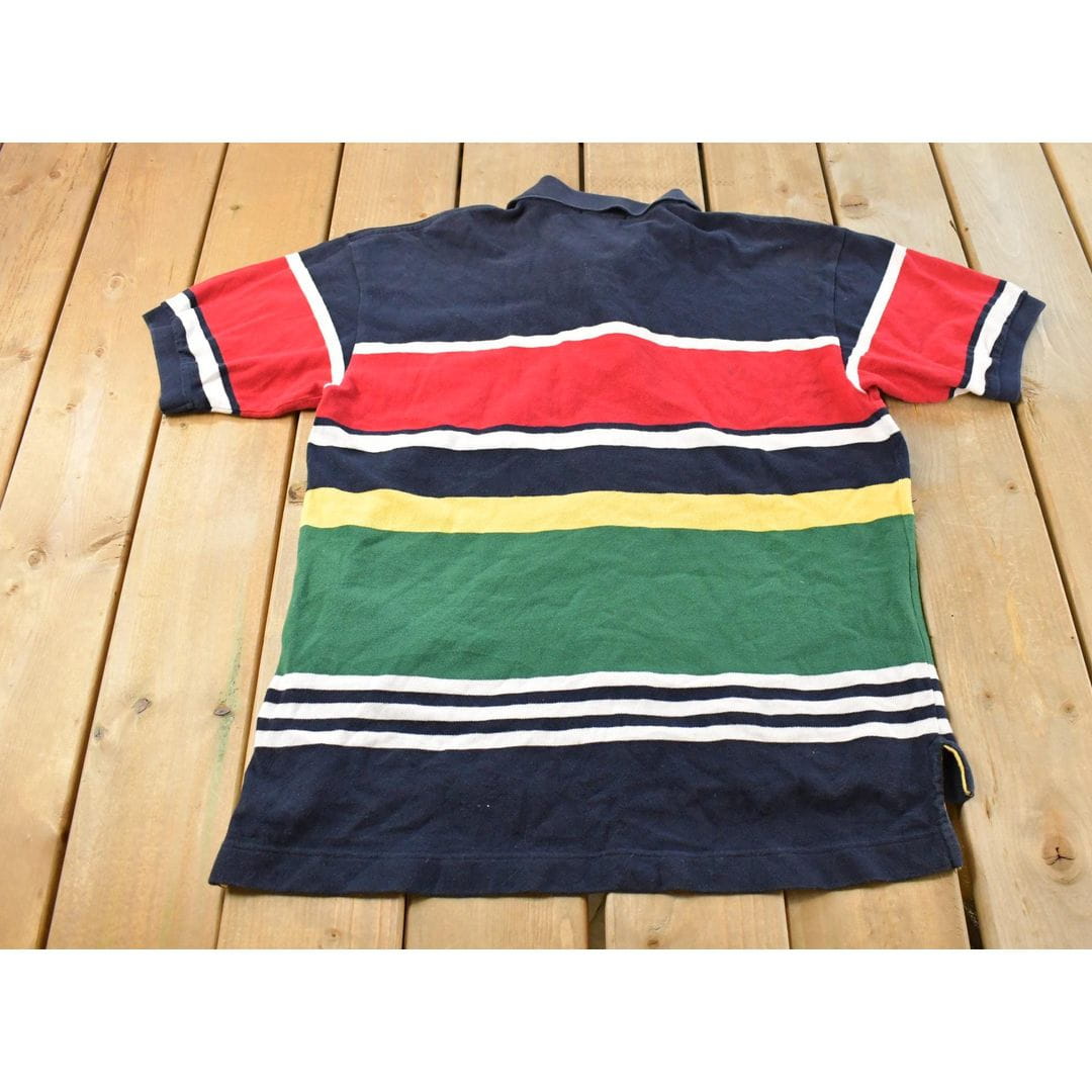 Vintage 1990s Nautica Striped Polo Shirt Men's Large from propervintagecanada