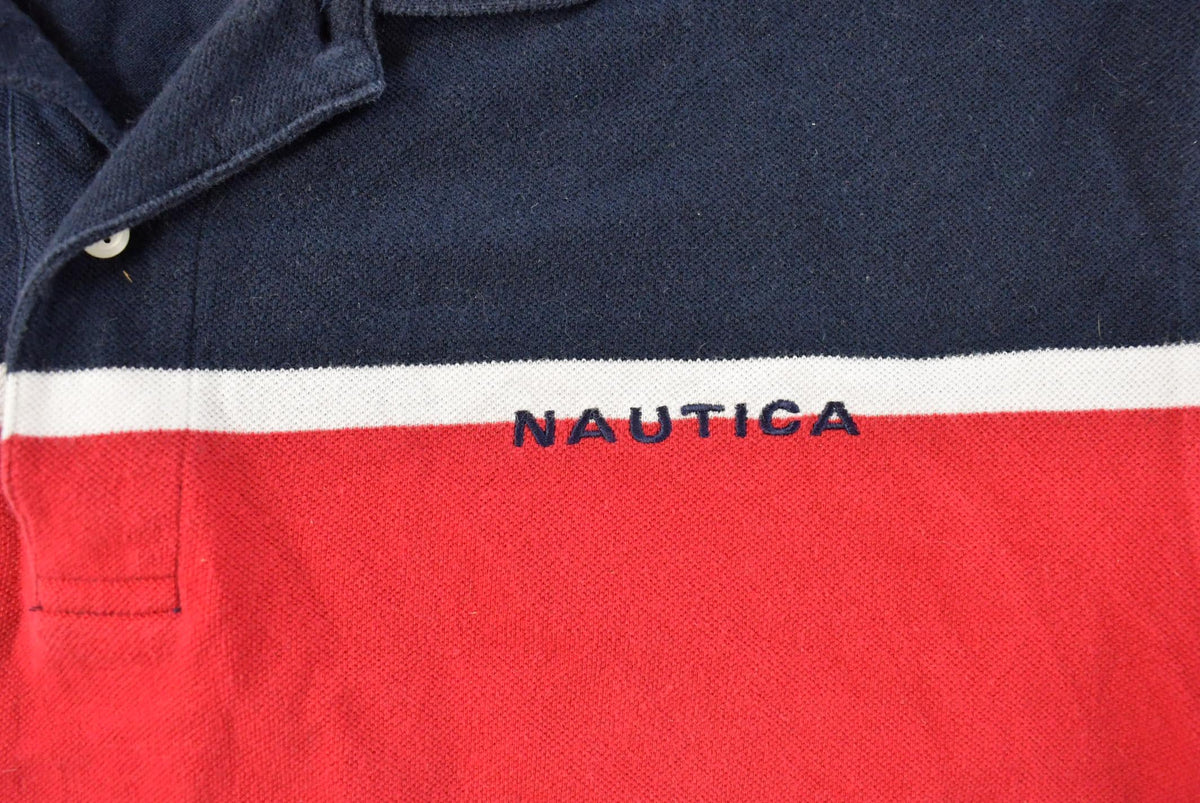 Vintage 1990s Nautica Striped Polo Shirt Men's Large from propervintagecanada