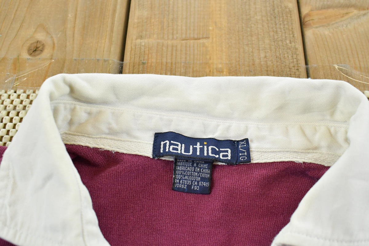 Vintage 1990s Nautica Striped Rugby Long Sleeve Polo Shirt Men's XL from propervintagecanada