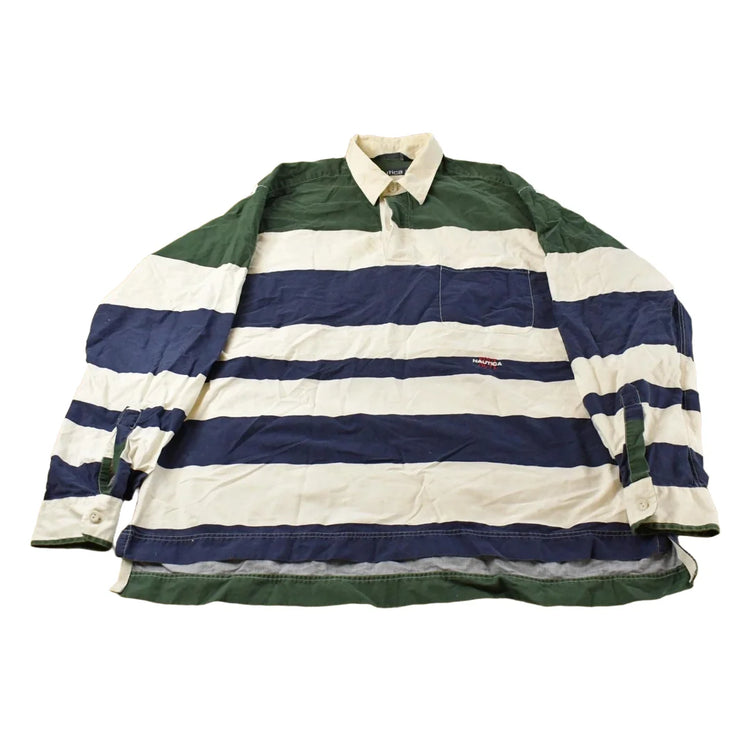 Vintage 1990s Nautica Striped Rugby Long Sleeve Polo Shirt Men's XL from propervintagecanada