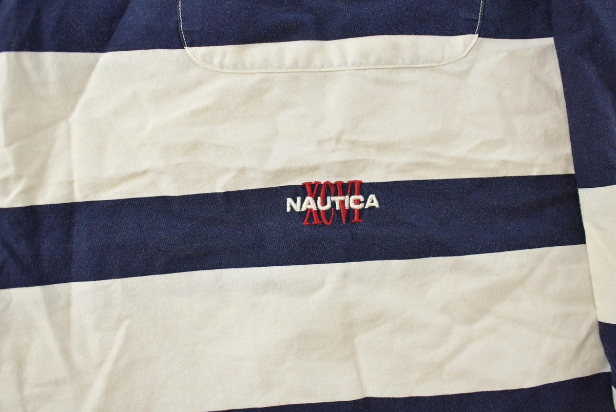 Vintage 1990s Nautica Striped Rugby Long Sleeve Polo Shirt Men's XL from propervintagecanada