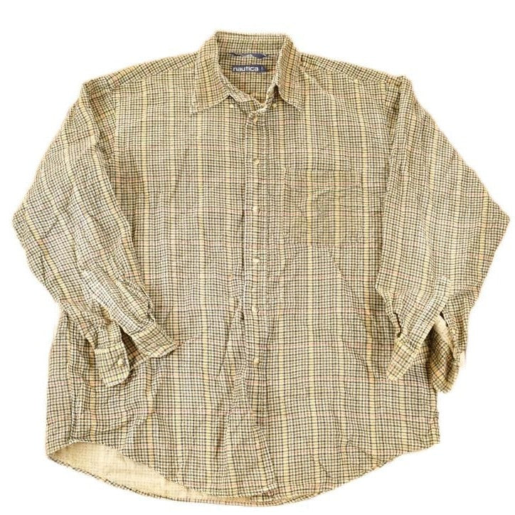 Vintage 1990s Nautica Western Style Plaid Button Up Shirt Men's XL from propervintagecanada