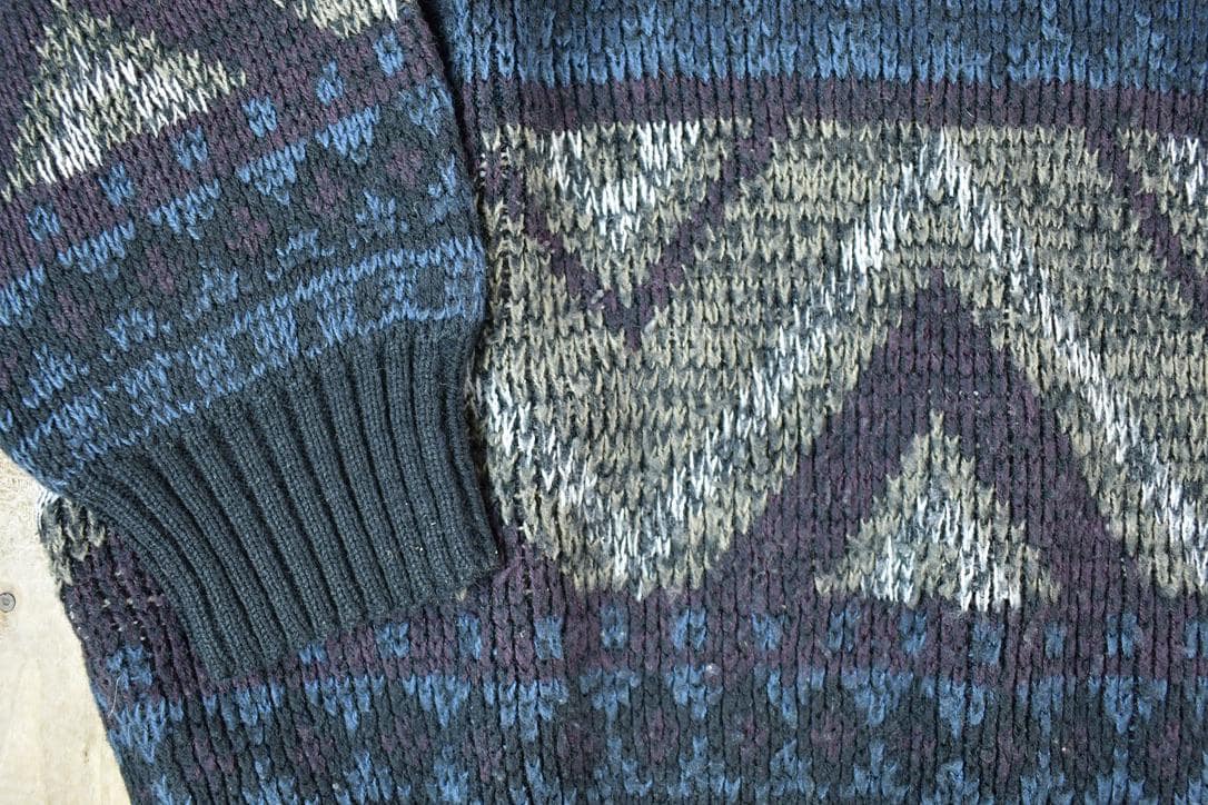 Vintage 1990s Navigator Knit Abstract Pattern Crewneck Sweater Made In 90s Crewneck Men's Medium from propervintagecanada