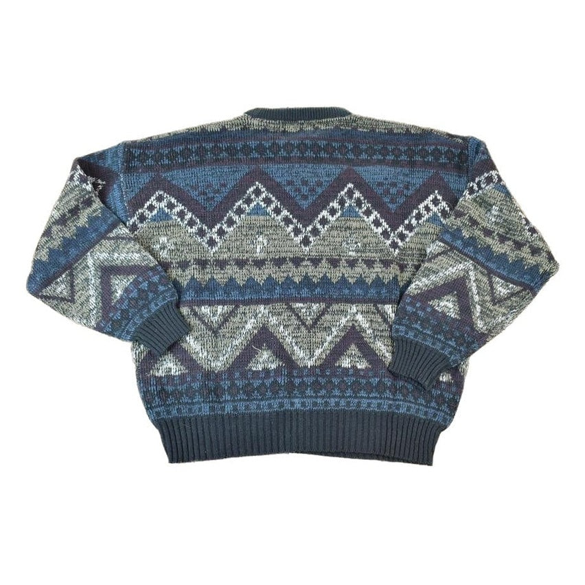 Vintage 1990s Navigator Knit Abstract Pattern Crewneck Sweater Made In 90s Crewneck Men's Medium from propervintagecanada