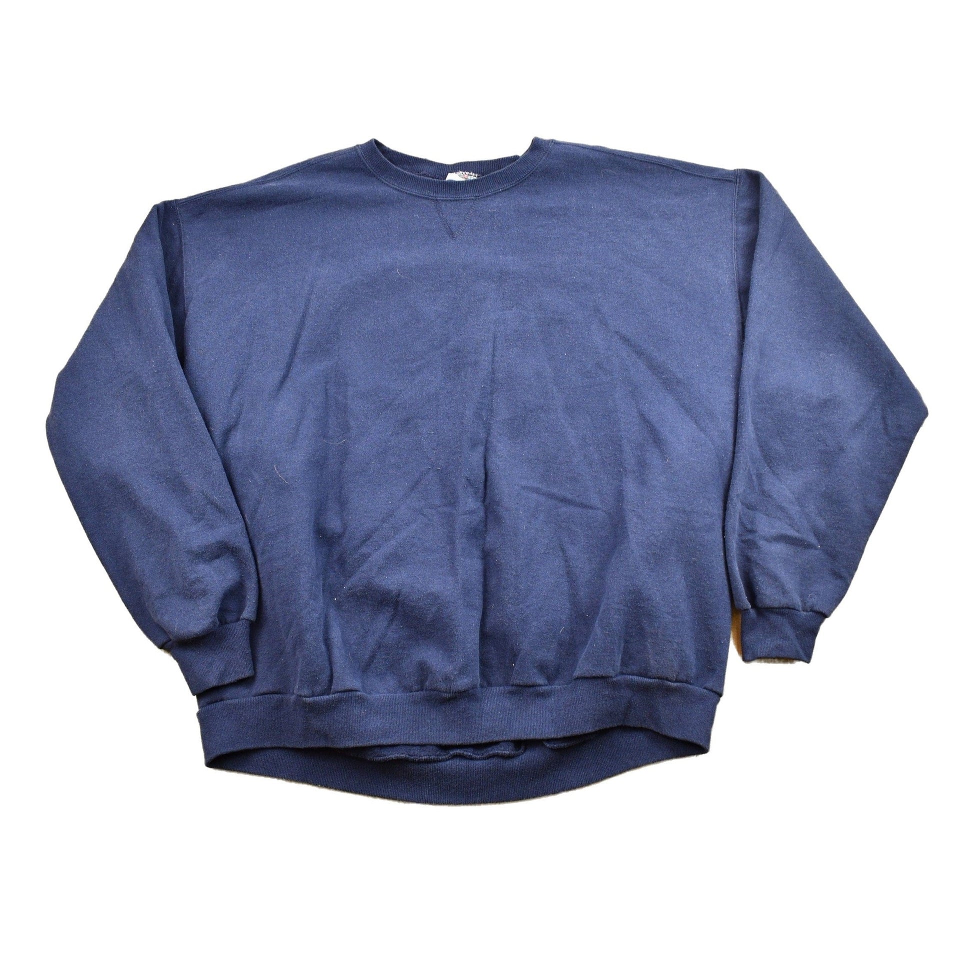 Vintage 1990s Navy Blue Jerzees Blank Crewneck Sweatshirt Men's 2XL from propervintagecanada