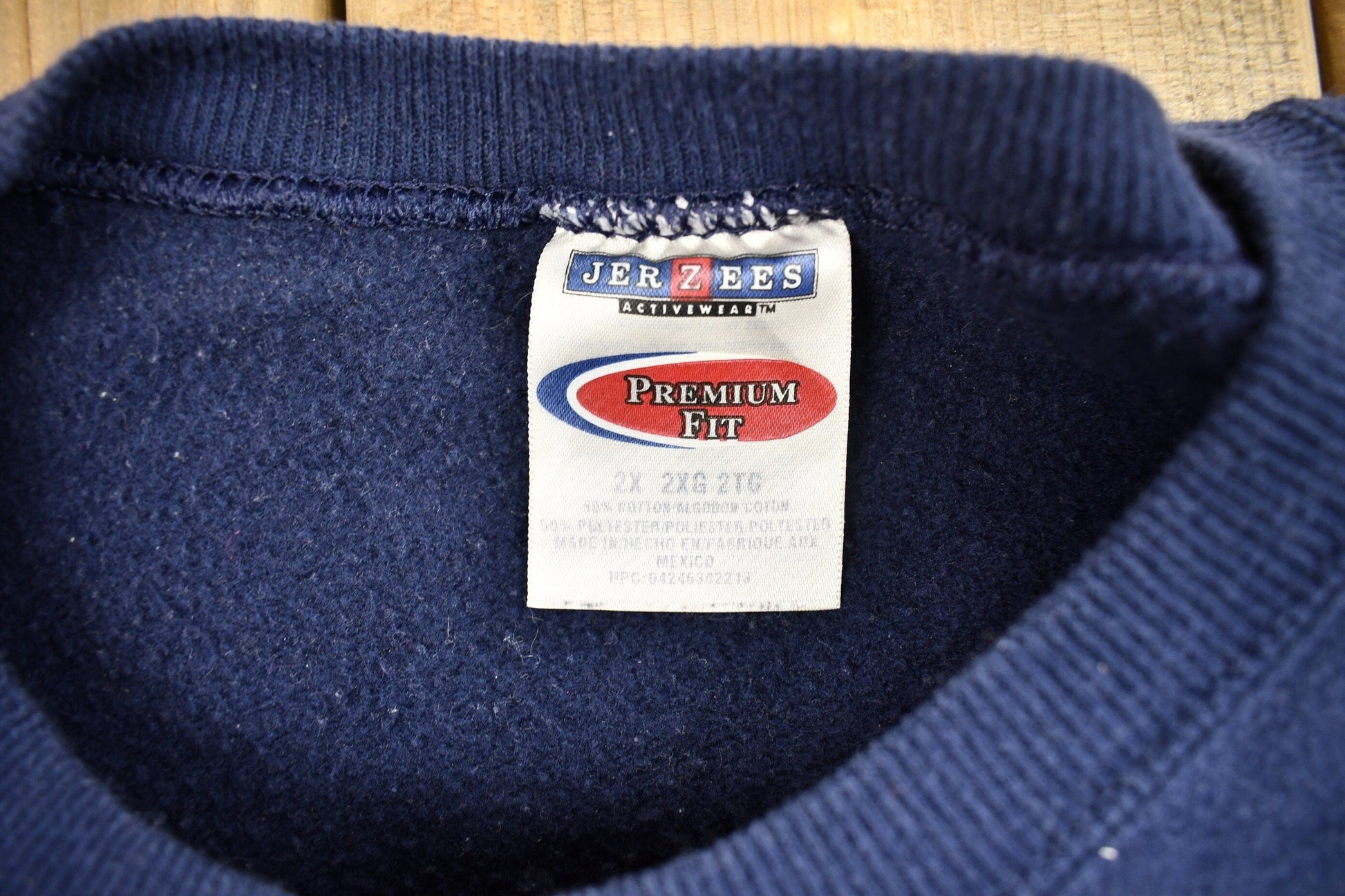 Vintage 1990s Navy Blue Jerzees Blank Crewneck Sweatshirt Men's 2XL from propervintagecanada