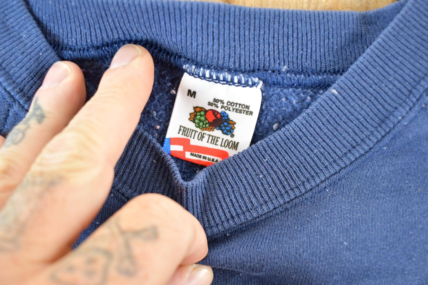 Vintage 1990s Navy Crewneck Sweater Mens Small from propervintagecanada