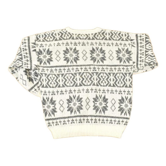 Vintage 1990s Neil Martin AOP Snowflake Design Knit Crewneck Sweater Mens L from propervintagecanada