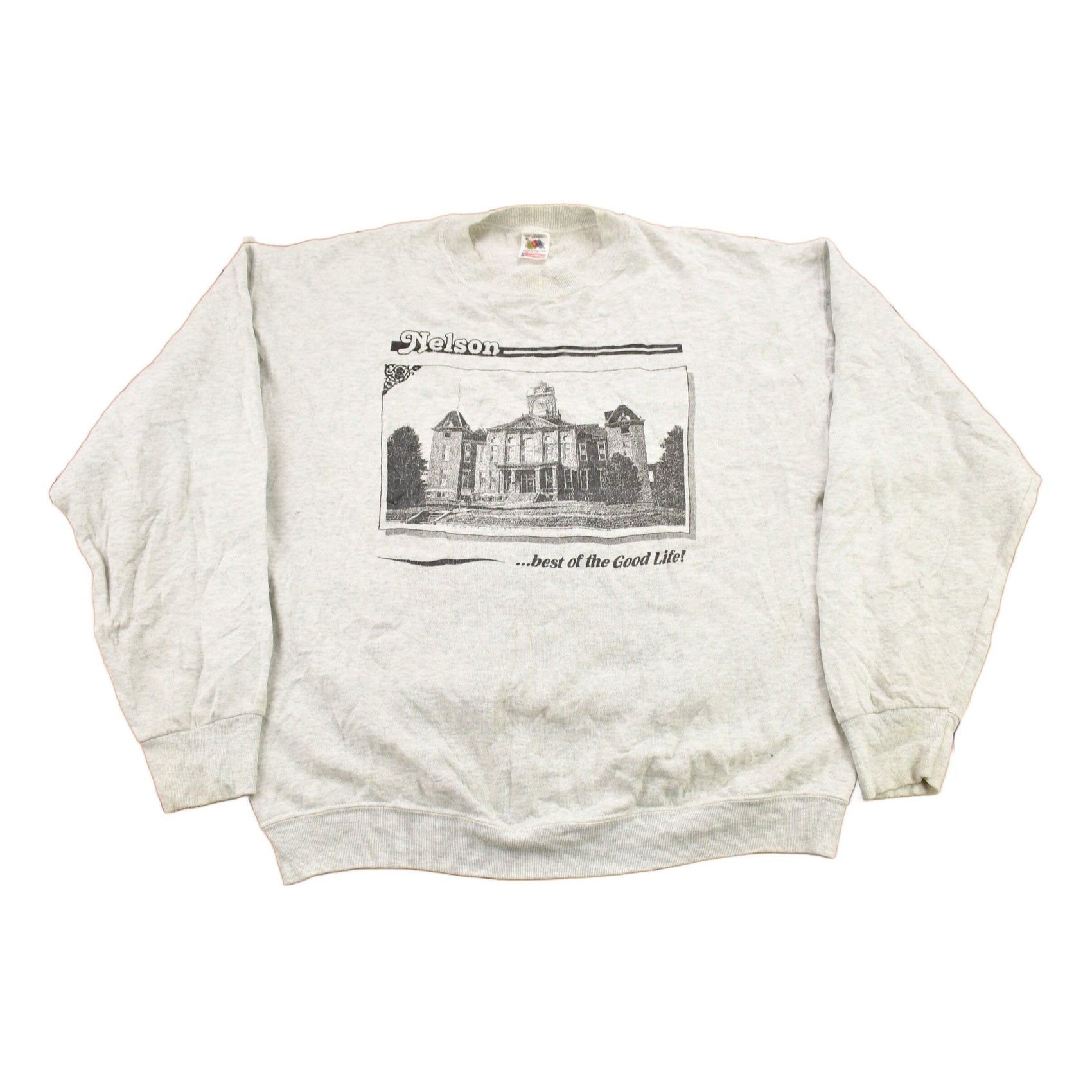 Vintage 1990s Nelson "Best Of The Good Life" Graphic Crewneck Sweatshirt Men's Large from propervintagecanada