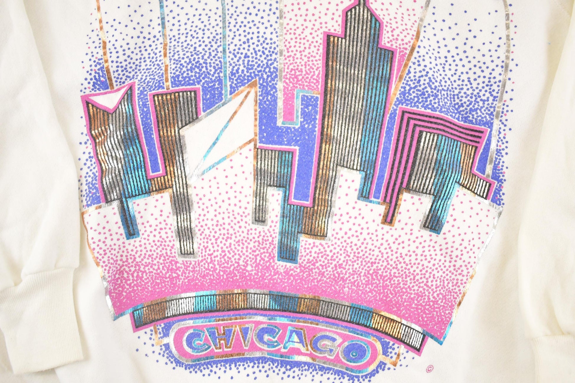 Vintage 1990s Neon Chicago Souvenir Crewneck Sweatshirt Men's L from propervintagecanada