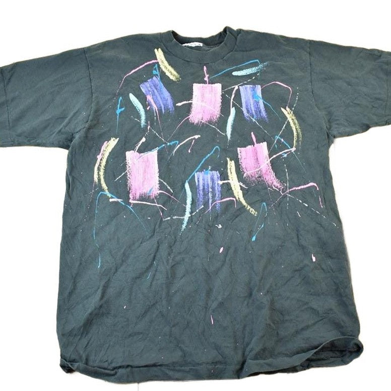 Vintage 1990s Neon Paint Swipe Souvenir Single Stitch Graphic Print T-Shirt Men's Large from propervintagecanada