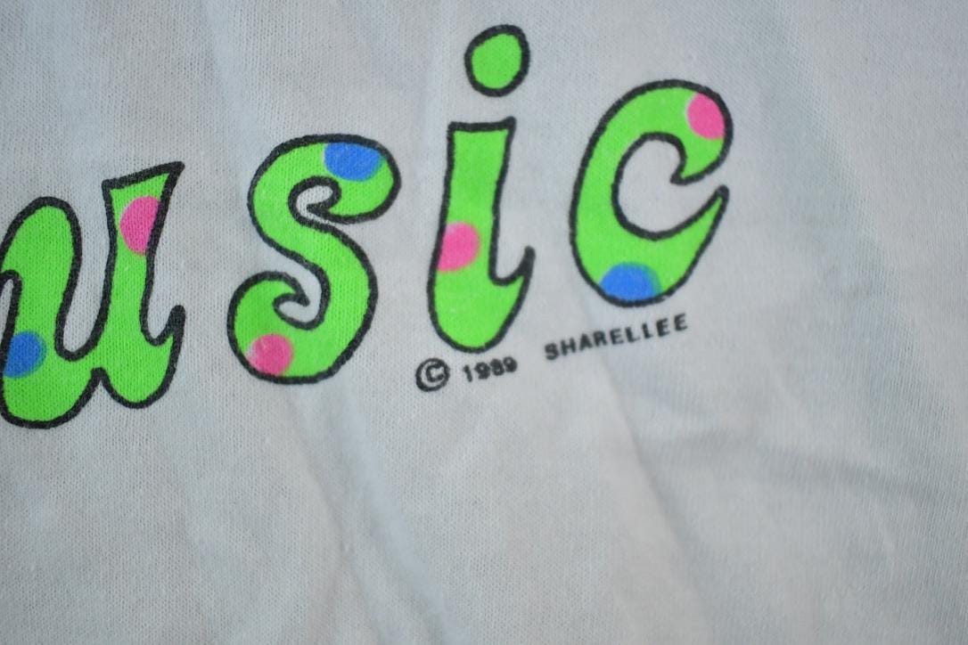 Vintage 1990s Neon Teddy Night Music Souvenir Single Stitch Graphic Print T-Shirt Men's 2XL from propervintagecanada