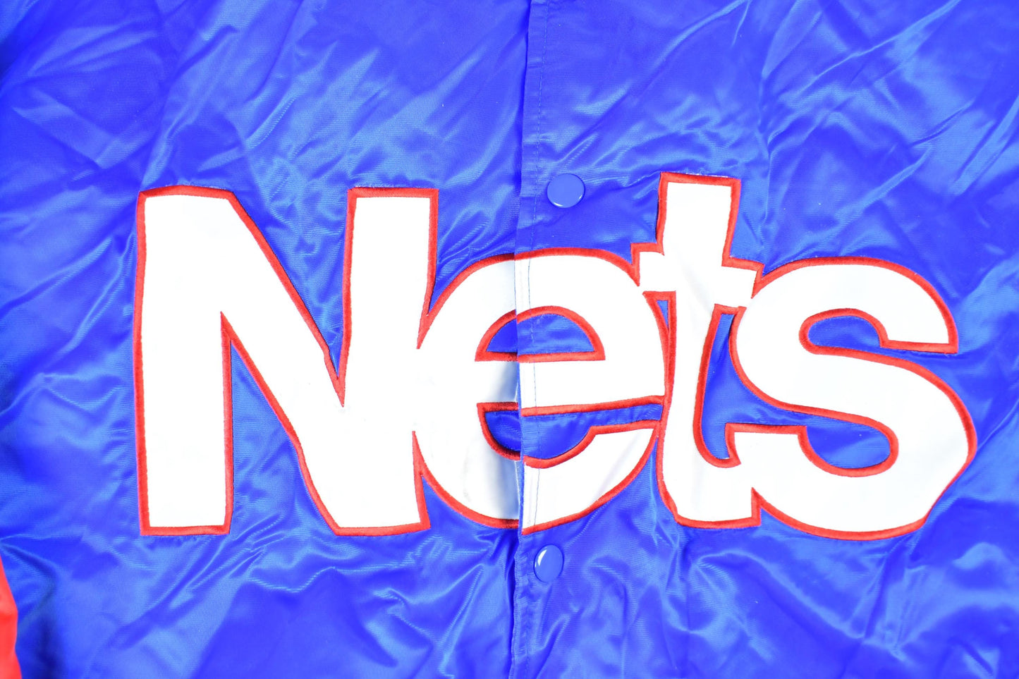Vintage 1990s New Jersey Nets Hardwood Classics Satin Button Down Puffer Bomber NBA Basketball Jacket Men's 3XL from propervintagecanada