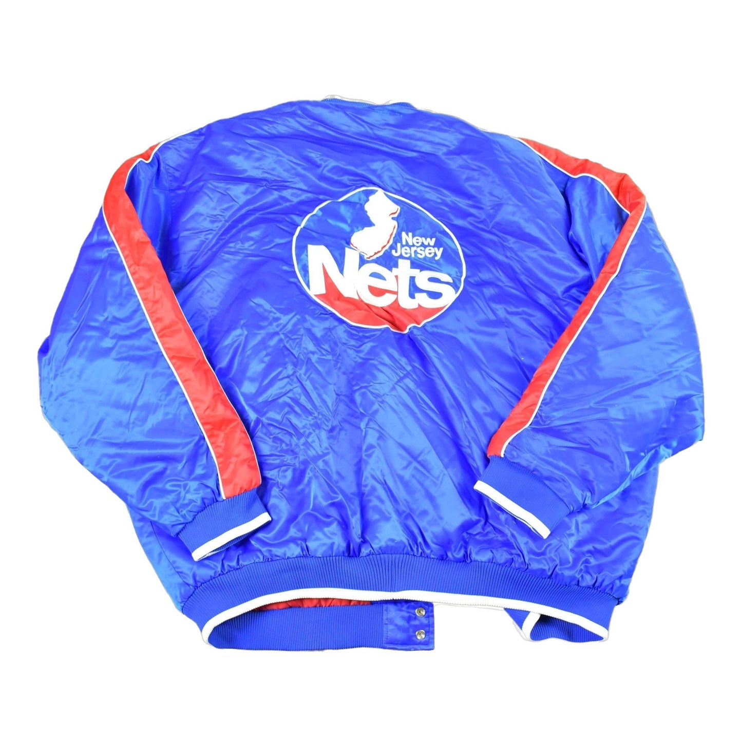Vintage 1990s New Jersey Nets Hardwood Classics Satin Button Down Puffer Bomber NBA Basketball Jacket Men's 3XL from propervintagecanada
