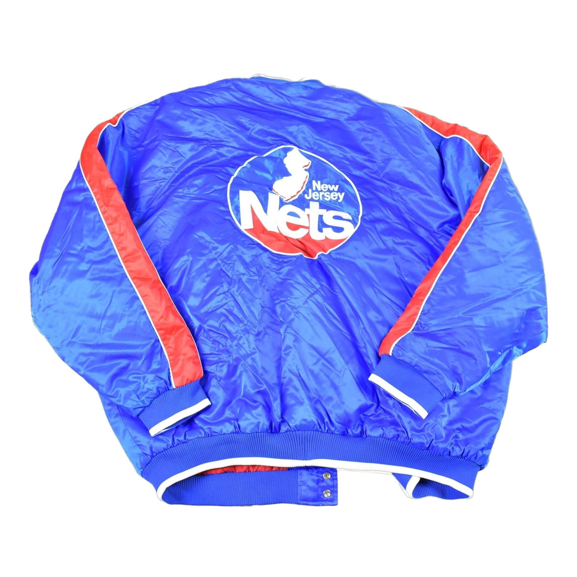 Vintage 1990s New Jersey Nets Hardwood Classics Satin Button Down Puffer Bomber NBA Basketball Jacket Men's 3XL from propervintagecanada