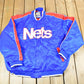 Vintage 1990s New Jersey Nets Hardwood Classics Satin Button Down Puffer Bomber Style NBA Basketball Jacket from propervintagecanada