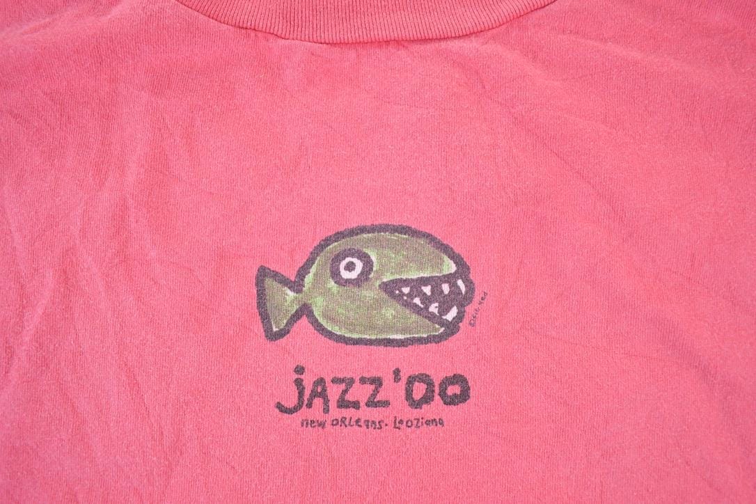 Vintage 1990s New Orleans Fish Jazz Souvenir Single Stitch Graphic Print T-Shirt Men's Large from propervintagecanada