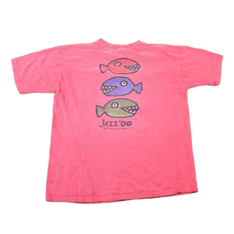 Vintage 1990s New Orleans Fish Jazz Souvenir Single Stitch Graphic Print T-Shirt Men's Large from propervintagecanada