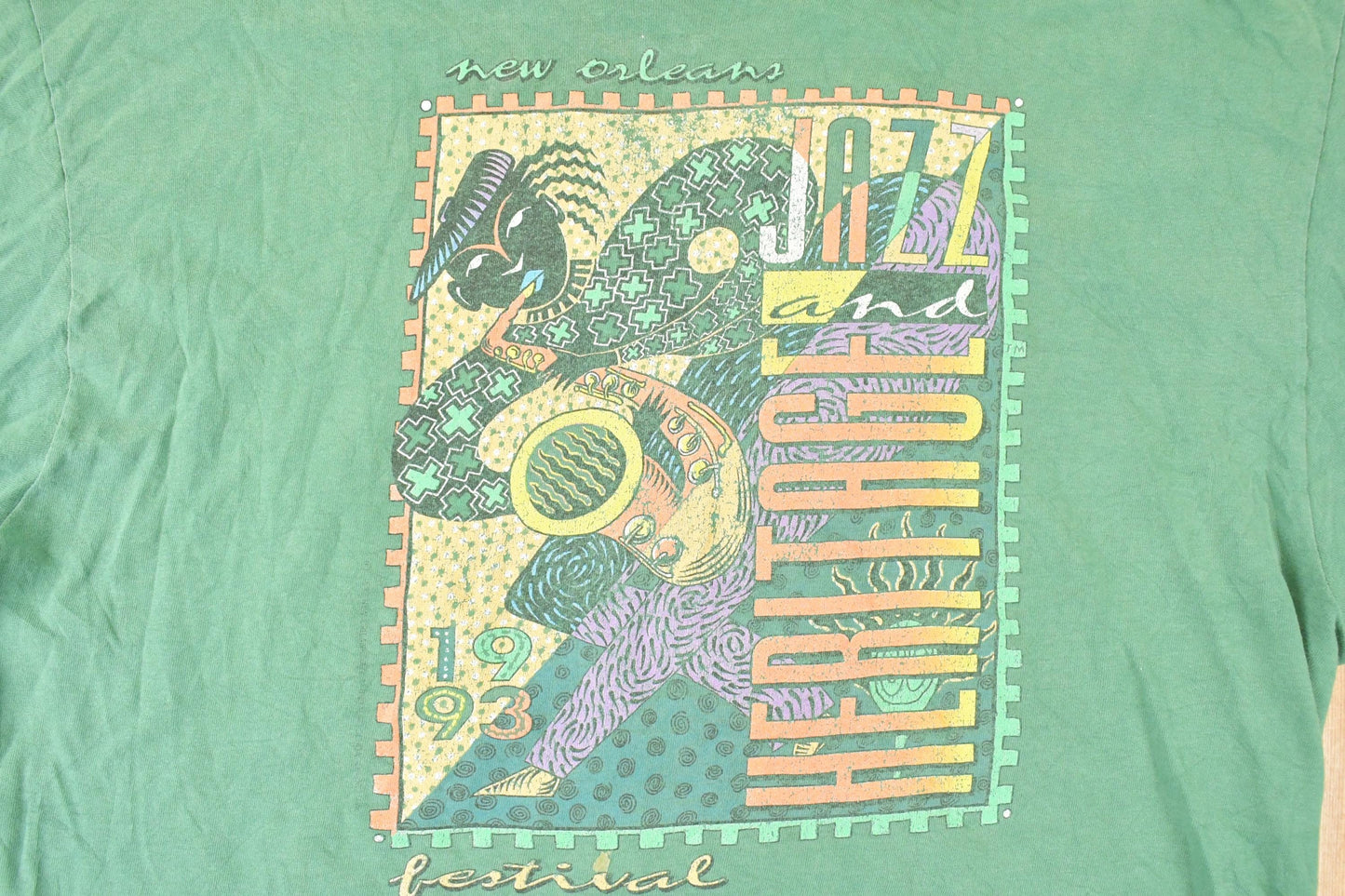 Vintage 1990s New Orleans Jazz And Heritage Festival Souvenir Travel T-Shirt Men's L from propervintagecanada