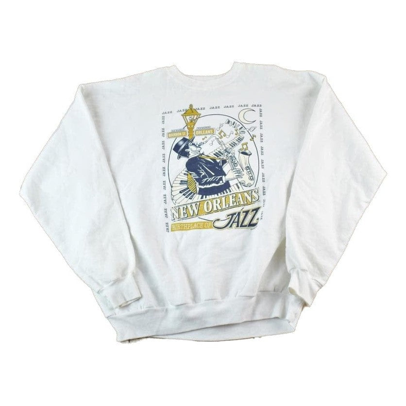 Vintage 1990s New Orleans Jazz Souvenir Crewneck Sweatshirt Made In USA Men's XL from propervintagecanada