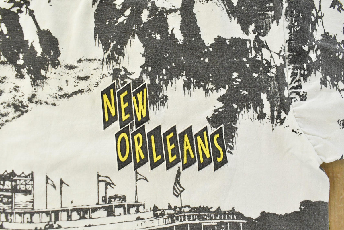 Vintage 1990s New Orleans Mississippi River Boat All Over Print T-Shirt Men's L from propervintagecanada
