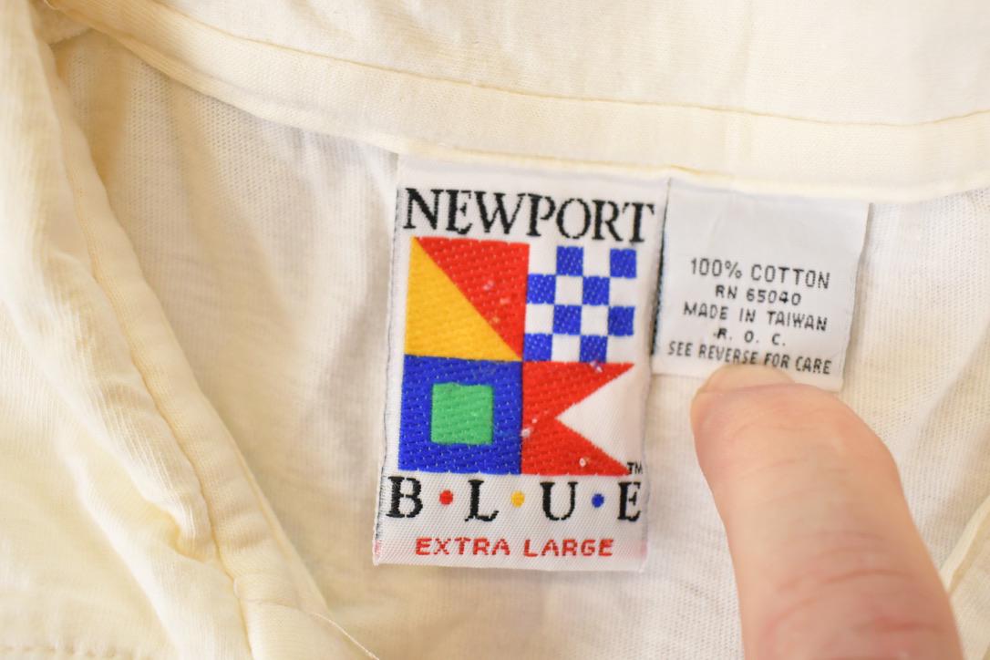 Vintage 1990s New Port Blue Quarter Button FAB Abstract Shirt Men's XL from propervintagecanada