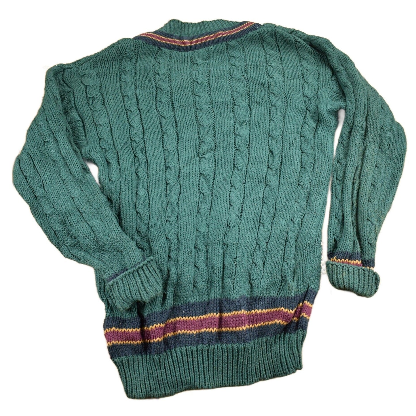 Vintage 1990s New River Knitted V-Neck Colligate Sweater Men's Medium from propervintagecanada