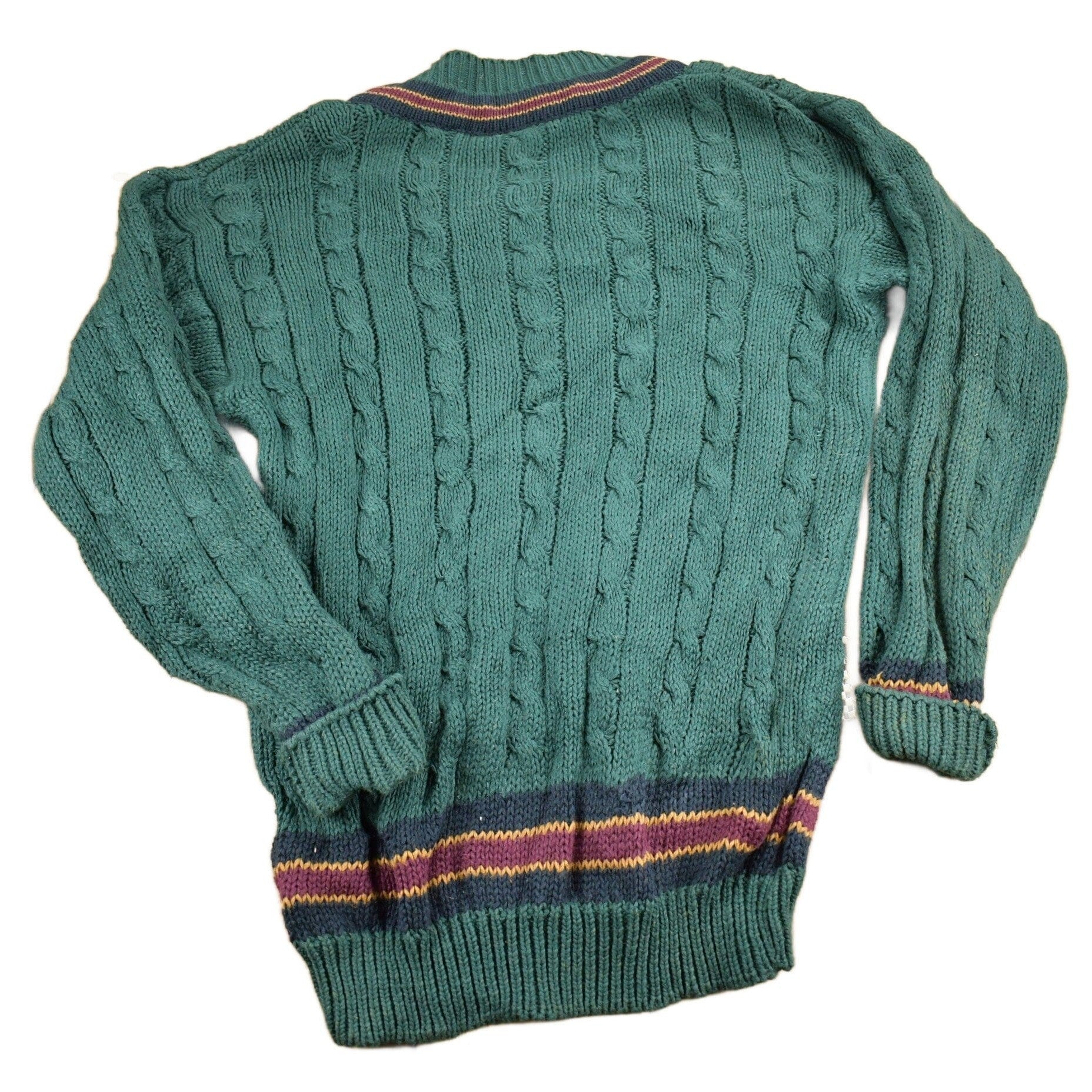 Vintage 1990s New River Knitted V-Neck Colligate Sweater Men's Medium from propervintagecanada