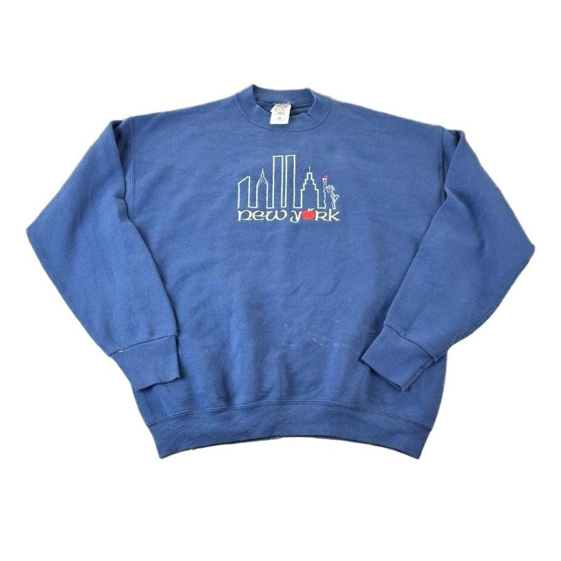 Vintage 1990s New York Big Apple Souvenir Crewneck Sweatshirt Made In USA Men's XL from propervintagecanada