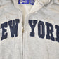 Vintage 1990s New York Embroidered Zip Up Hoodie Sweatshirt Men's XL from propervintagecanada