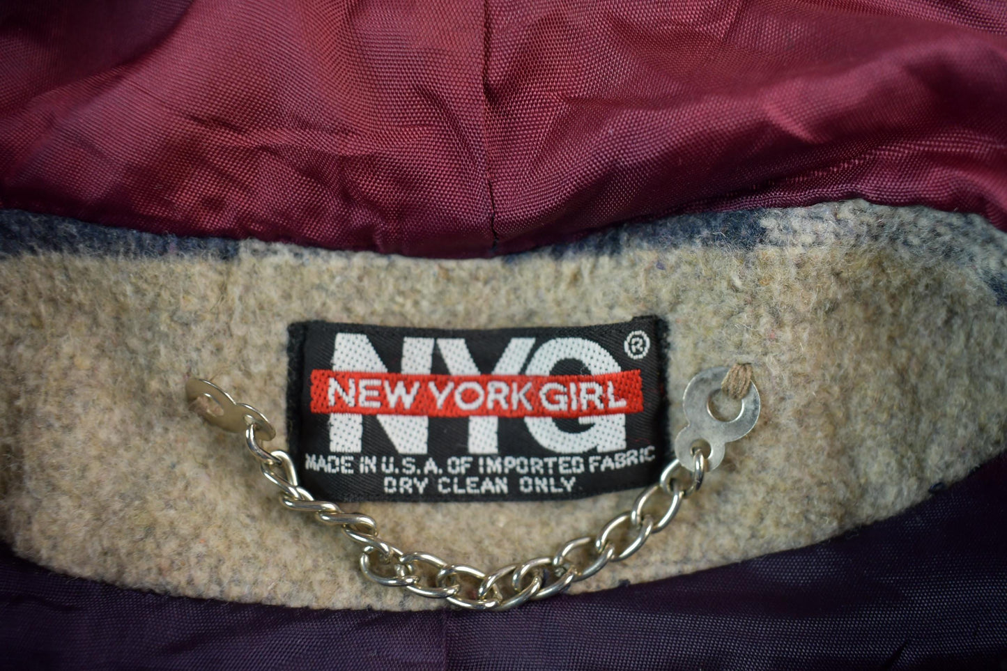 Vintage 1990s New York Girl Hooded Field Jacket Abstract Wool Men's Large from propervintagecanada