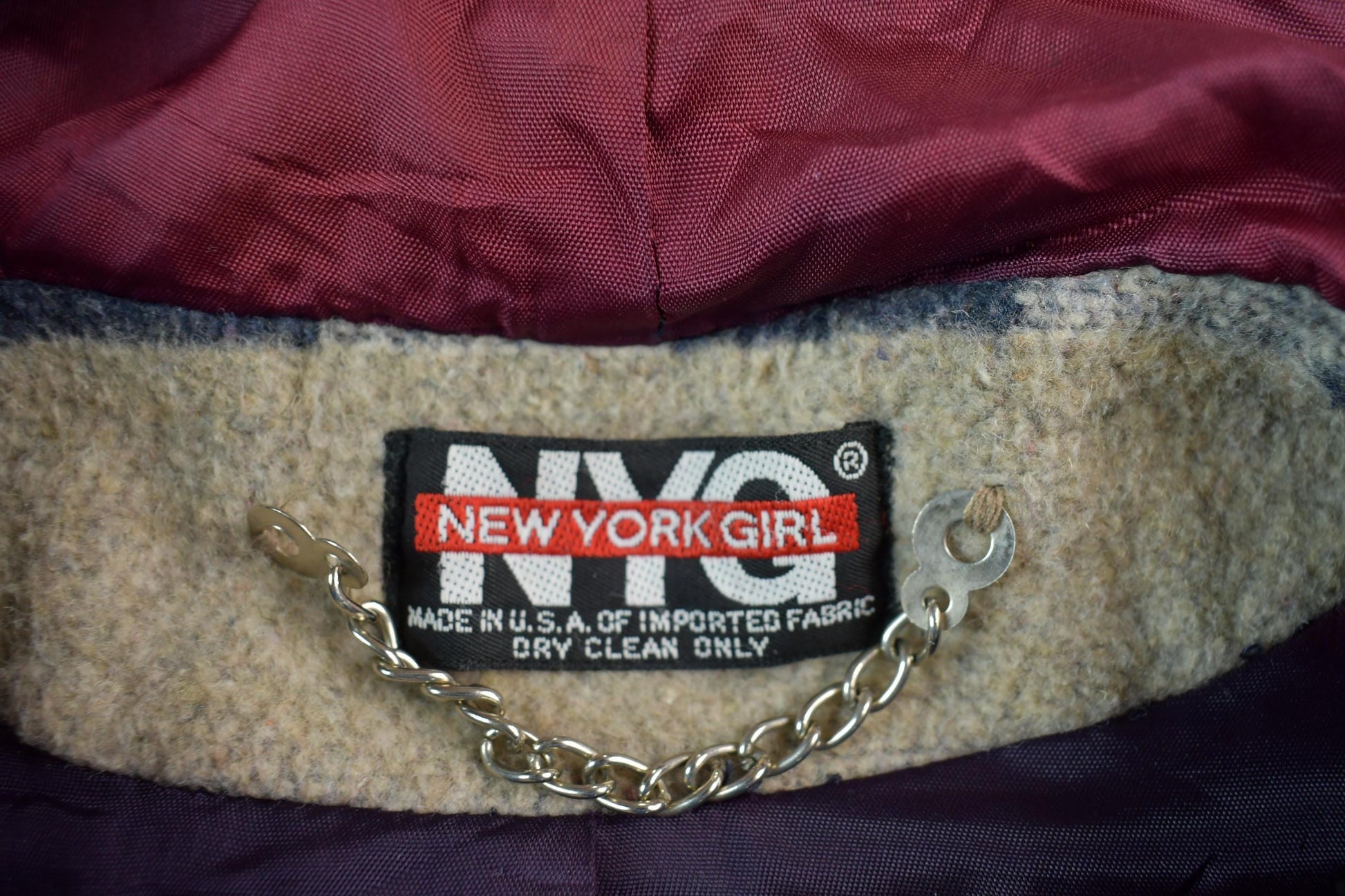 Vintage 1990s New York Girl Hooded Field Jacket Abstract Wool Men's Large from propervintagecanada
