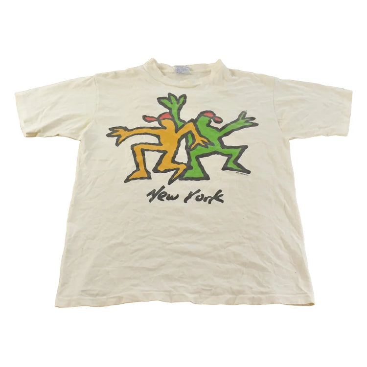 Vintage 1990s New York Keith Haring Style Art Graphic T-Shirt Men's L from propervintagecanada