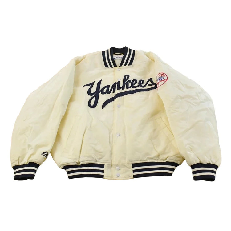 Vintage 1990s New York Yankees MLB Satin Bomber Jacket Men's XL from propervintagecanada